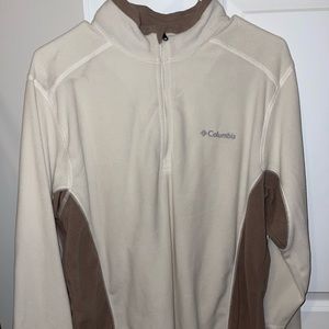 Men’s Columbia Cream and Brown Quarter Zip Fleece